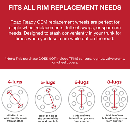 Road Ready Steel Trailer Wheel 15x6, 5-114.3, Load 2830lb